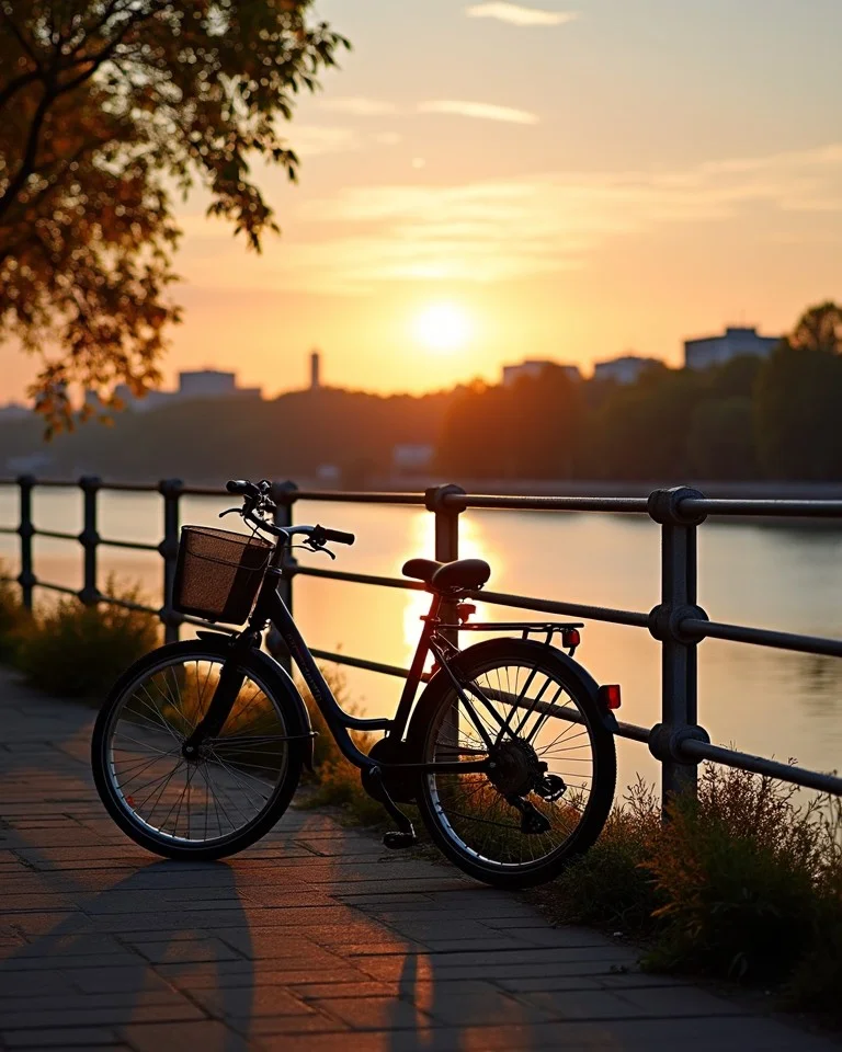 Покаталась вдоль реки после работы и остановилась посмотреть на закат 🌅 Двенадца